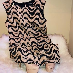 Tan and navy blue dress